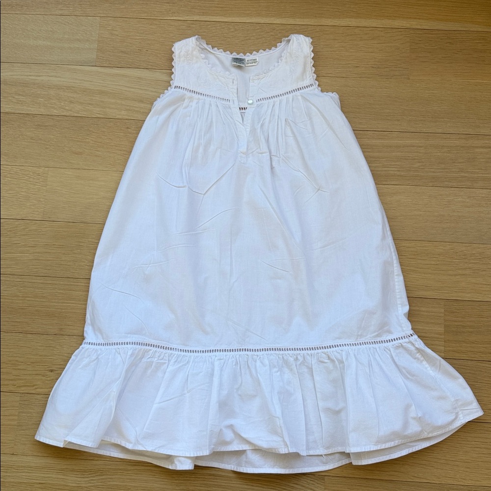 Thea Vintage White Slip Dress Ruffles Embroidery Size 6yr 💯 cotton